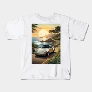 German Classic Car Sea Side Poster Kids T-Shirt